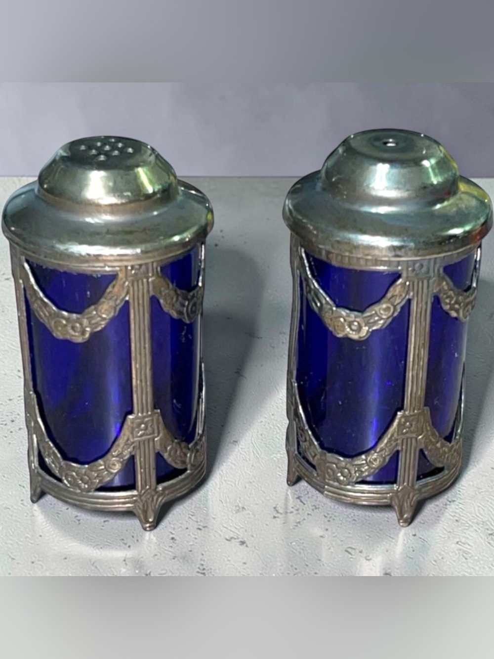 Vintage Cobalt Blue Salt And Pepper Shakers